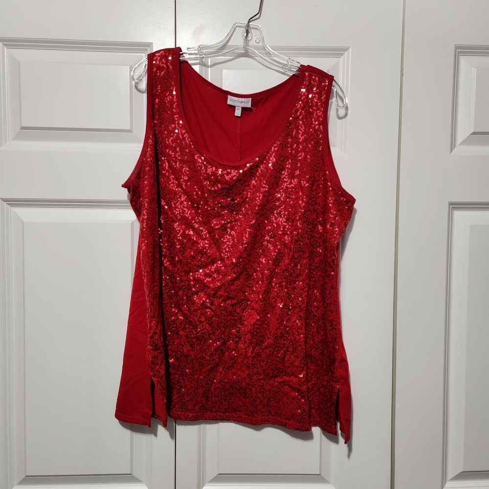 Fashion Bug Sparkling Red Tank Top